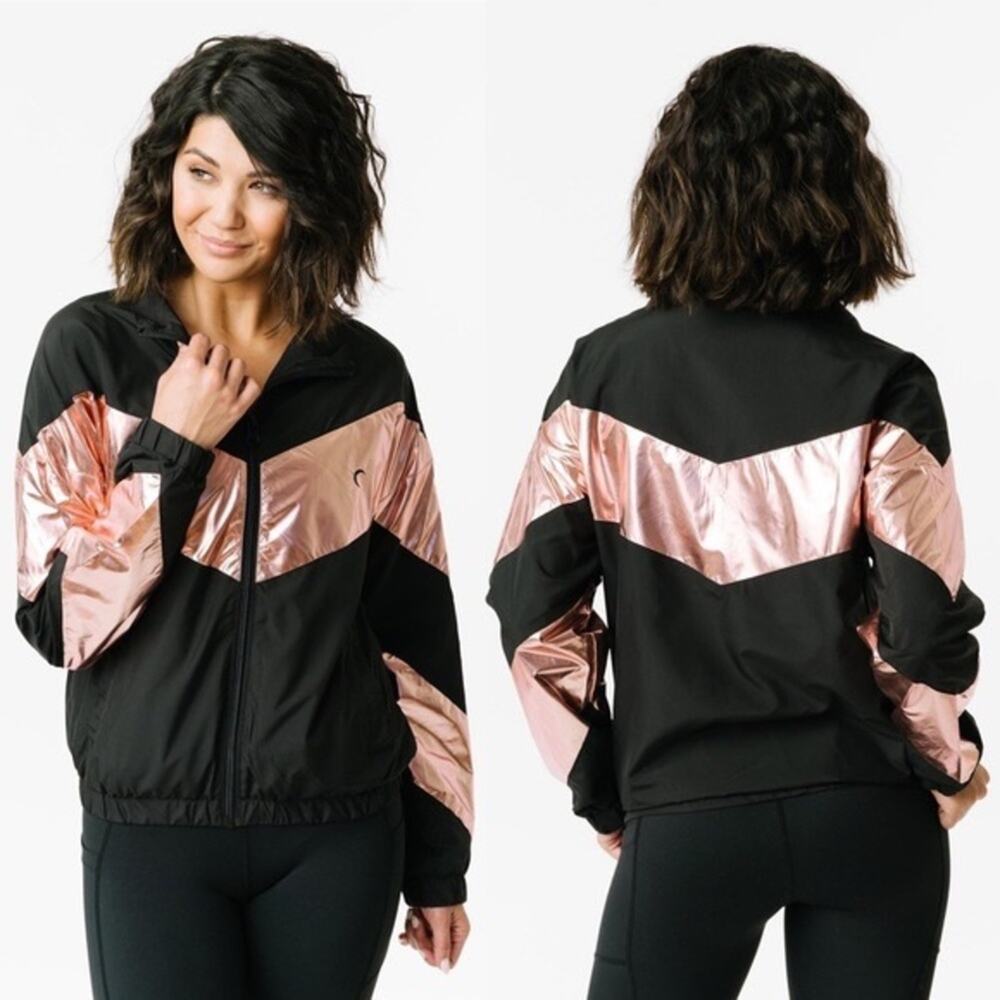 Ziya Women's Active Pink Shine Block‎ Seamless Jacket Windbreaker Size XL
